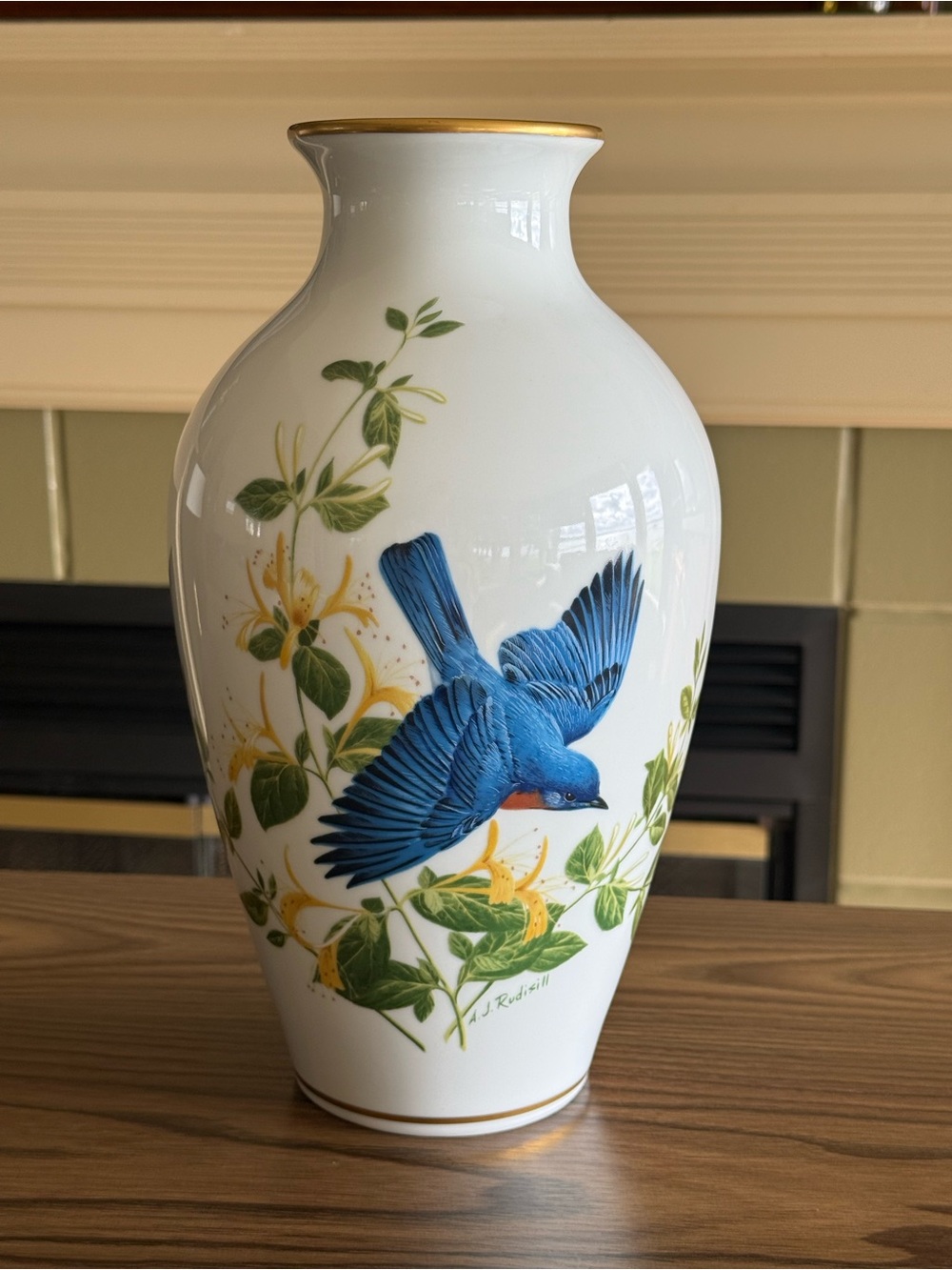 Franklin Mint 1st Edition 1985 “The Bluebirds of Summer” AJ Rudisill 24K Trim